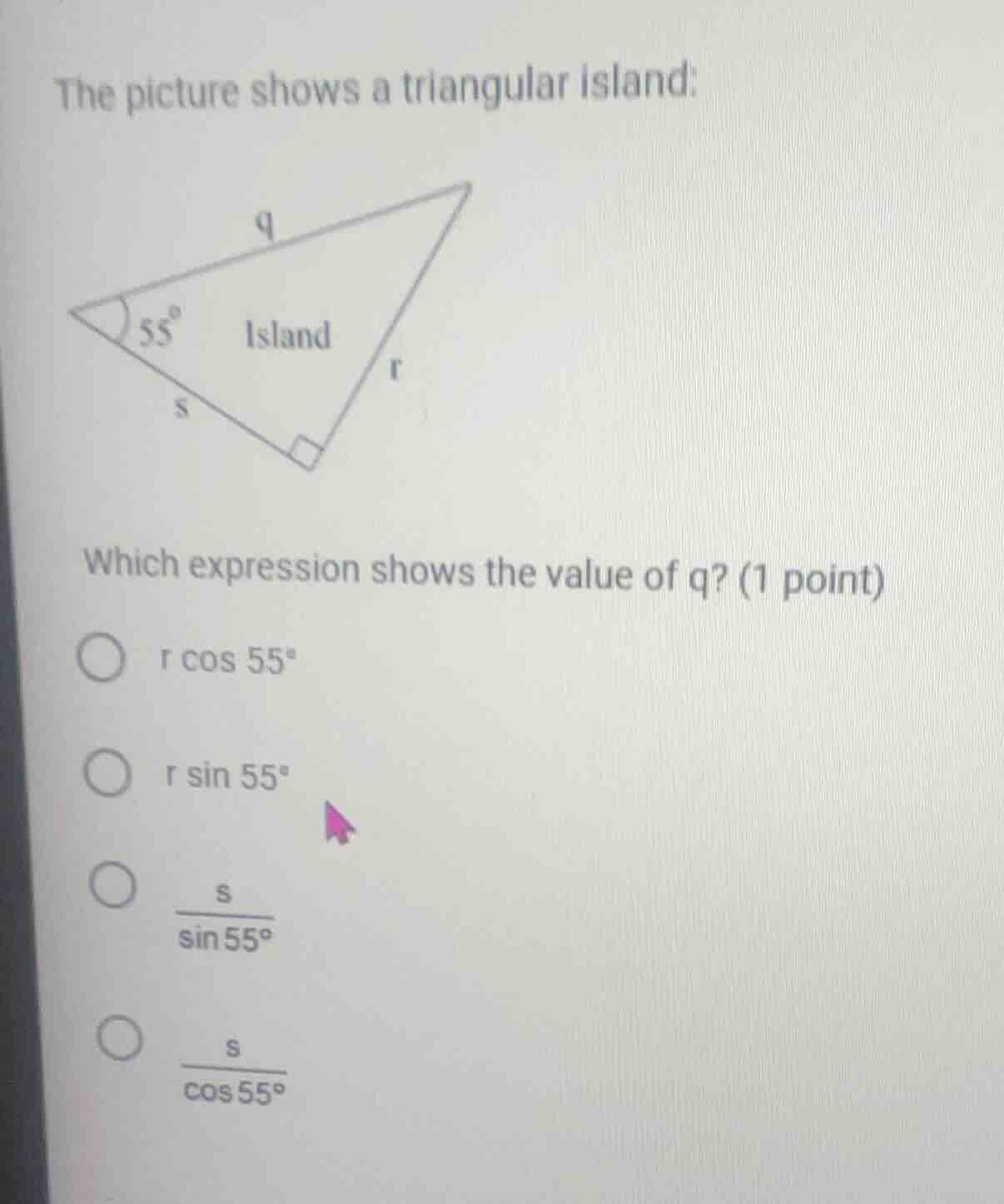 the picture shows a triangular island: which expression shows the value…