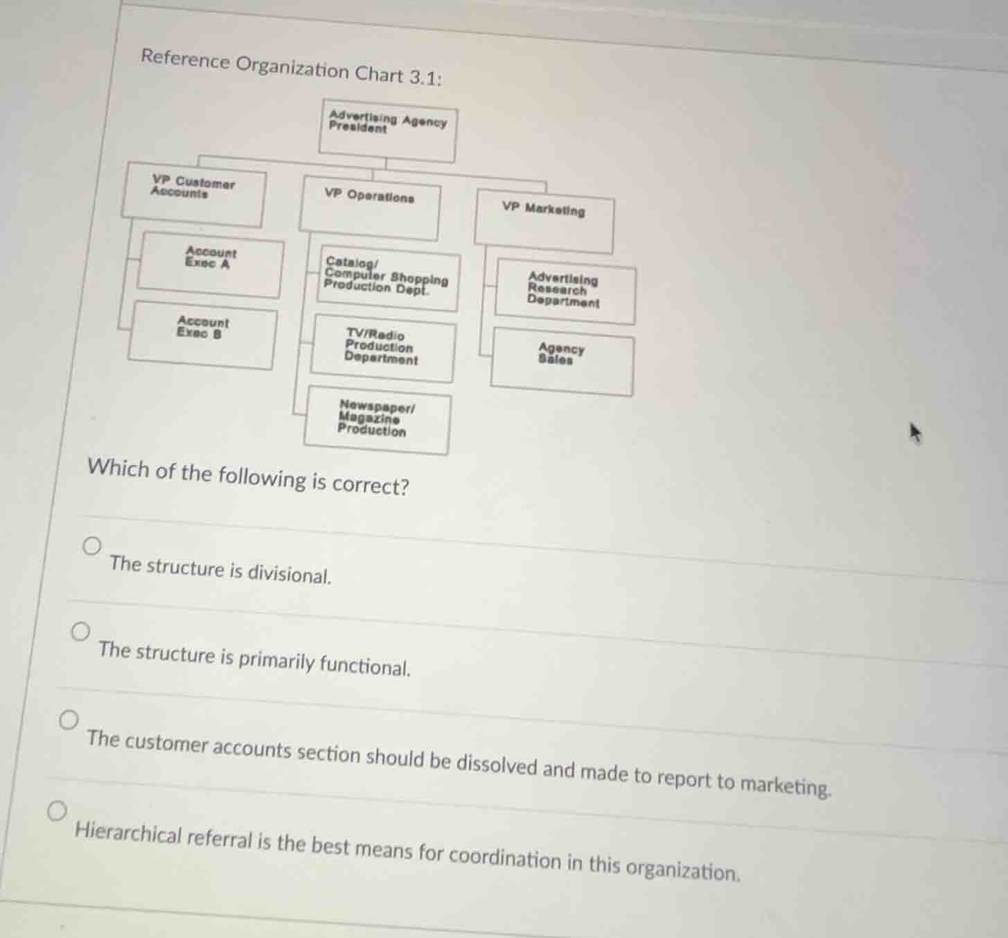 reference organization chart 3.1: which of the following is correct? - …