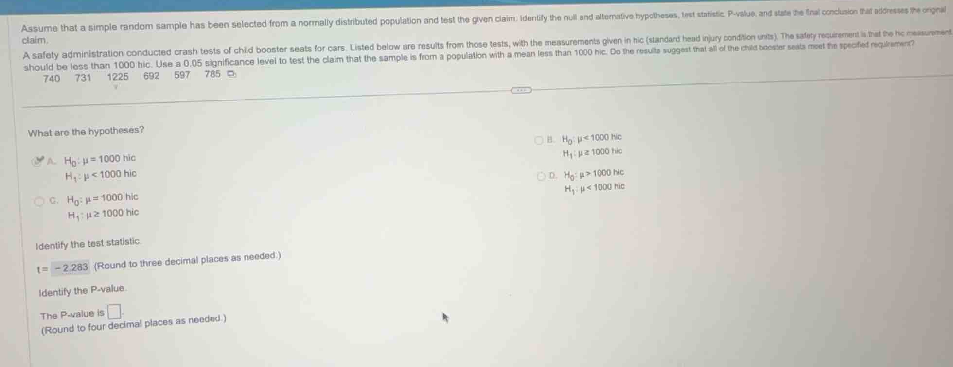 assume that a simple random sample has been selected from a normally di…