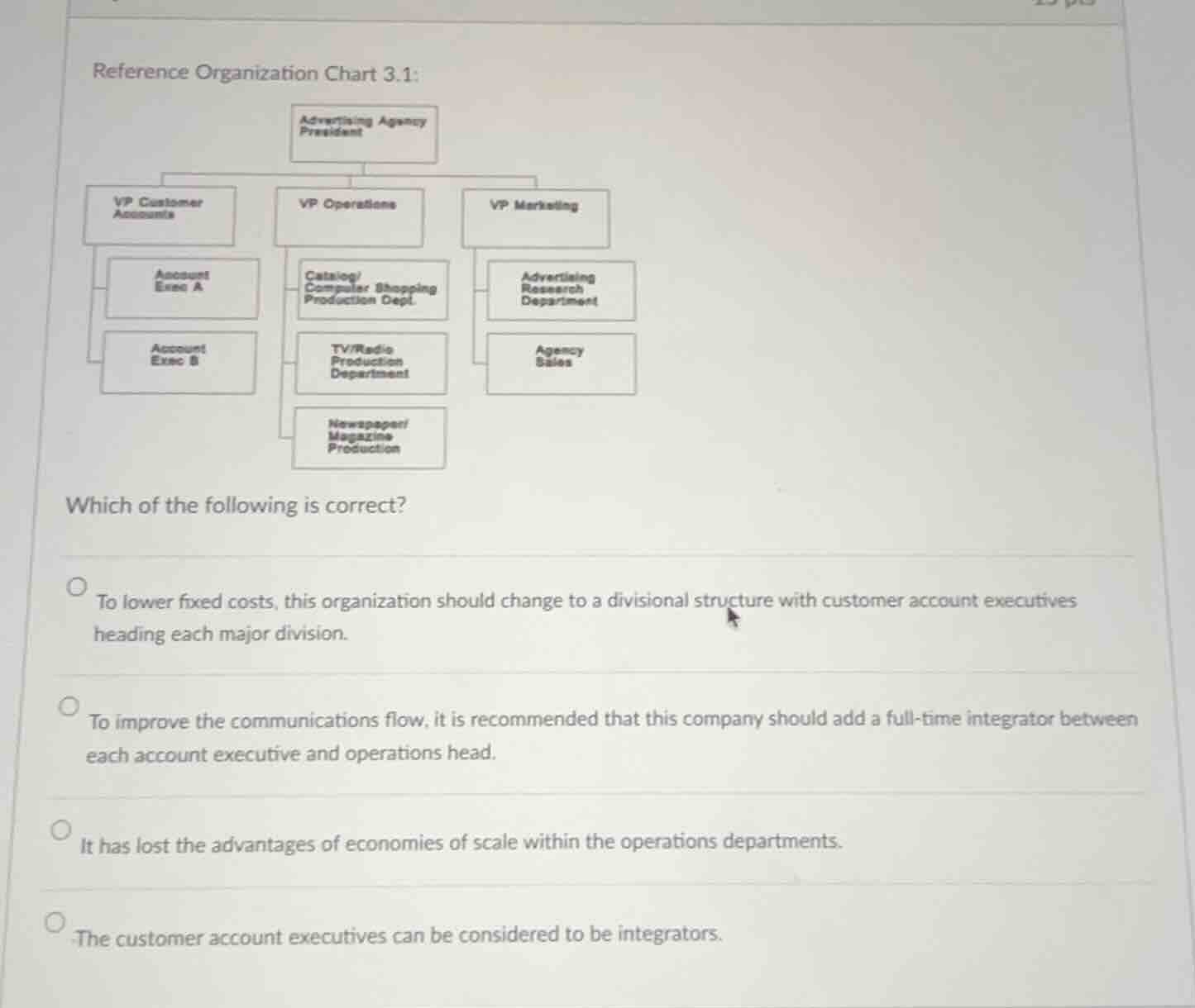 reference organization chart 3.1: which of the following is correct? - …