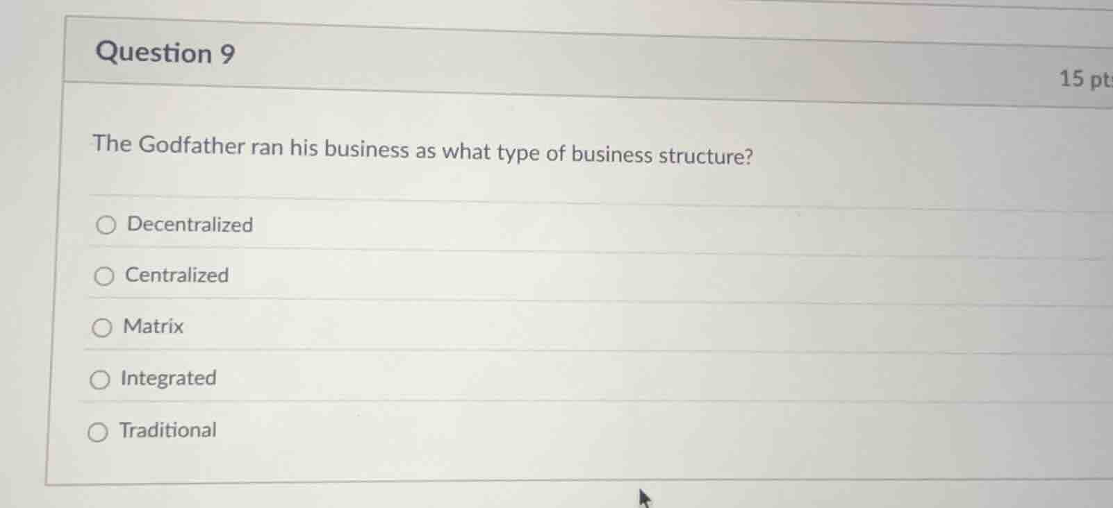 question 9 the godfather ran his business as what type of business stru…