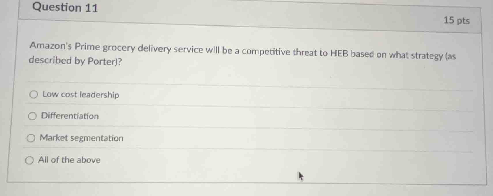 question 11 15 pts amazons prime grocery delivery service will be a com…