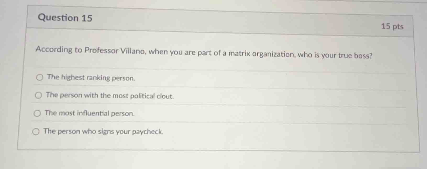 question 15 15 pts according to professor villano, when you are part of…