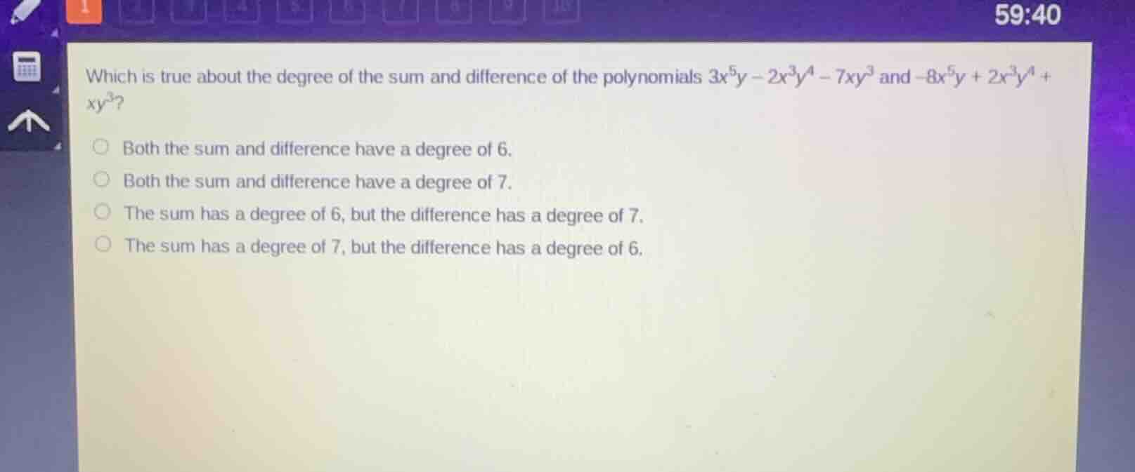 which is true about the degree of the sum and difference of the polynom…