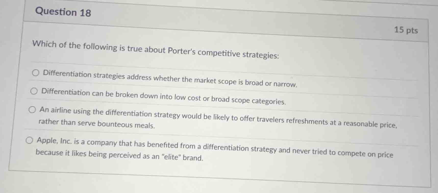 question 18 15 pts which of the following is true about porters competi…