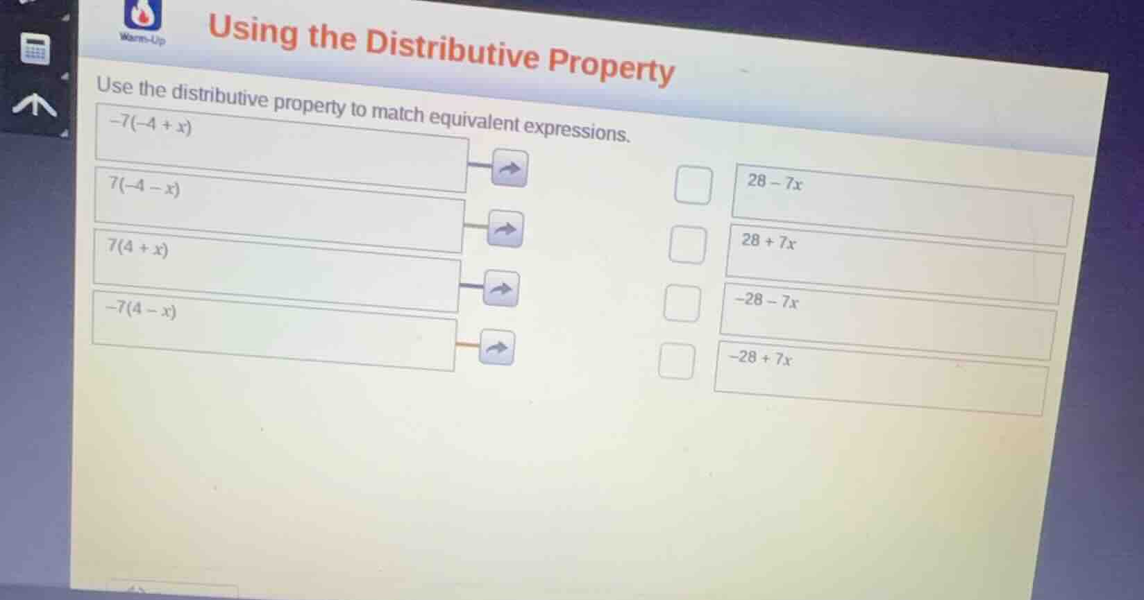 using the distributive property use the distributive property to match …