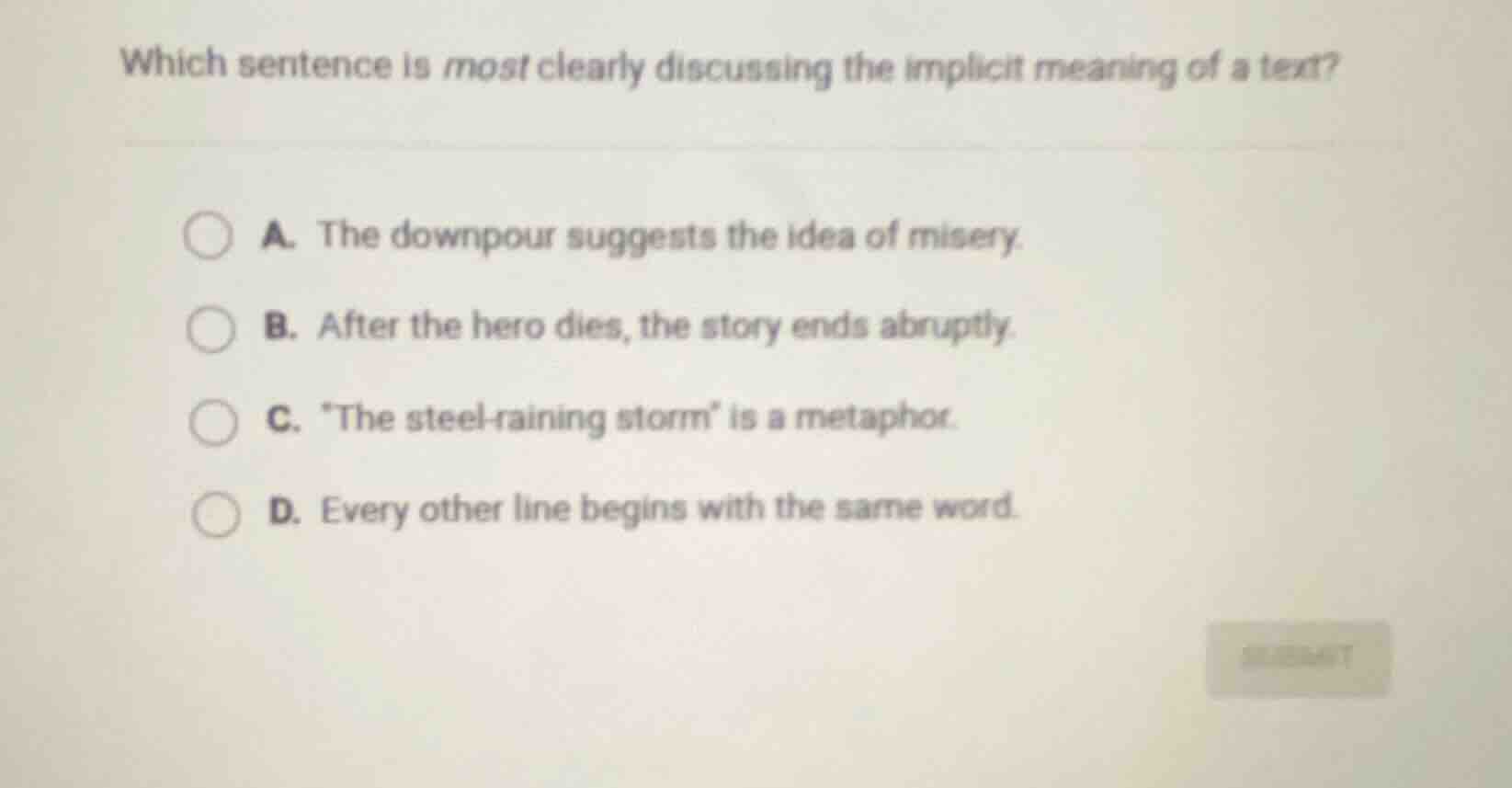 which sentence is most clearly discussing the implicit meaning of a tex…