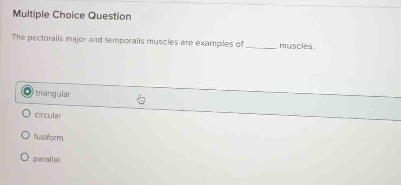 multiple choice question the pectoralis major and temporalis muscles ar…
