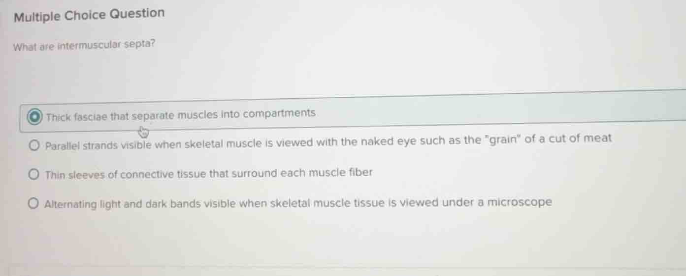 multiple choice question what are intermuscular septa? thick fasciae th…