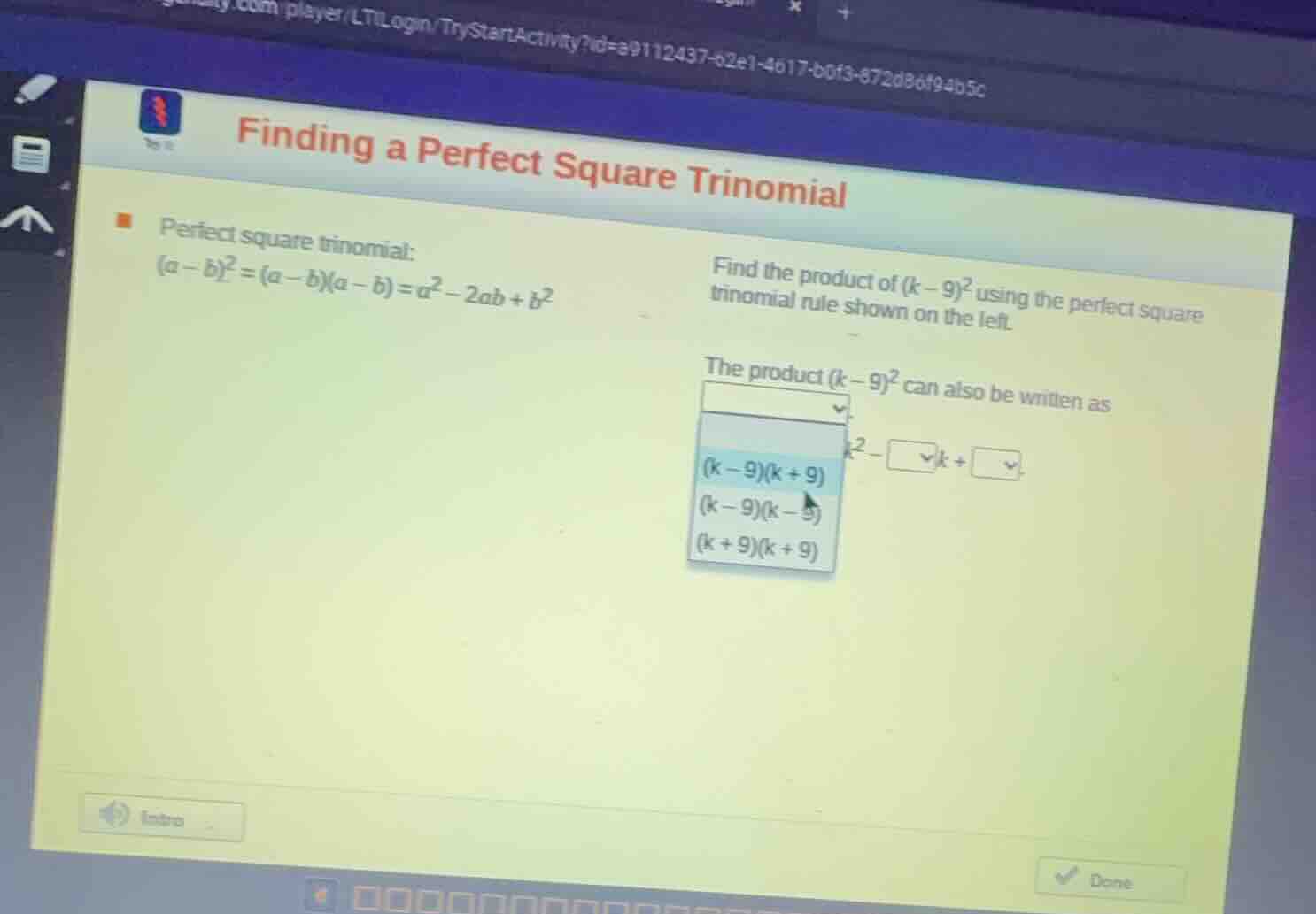 finding a perfect square trinomial perfect square trinomial: \\((a-b)^2…