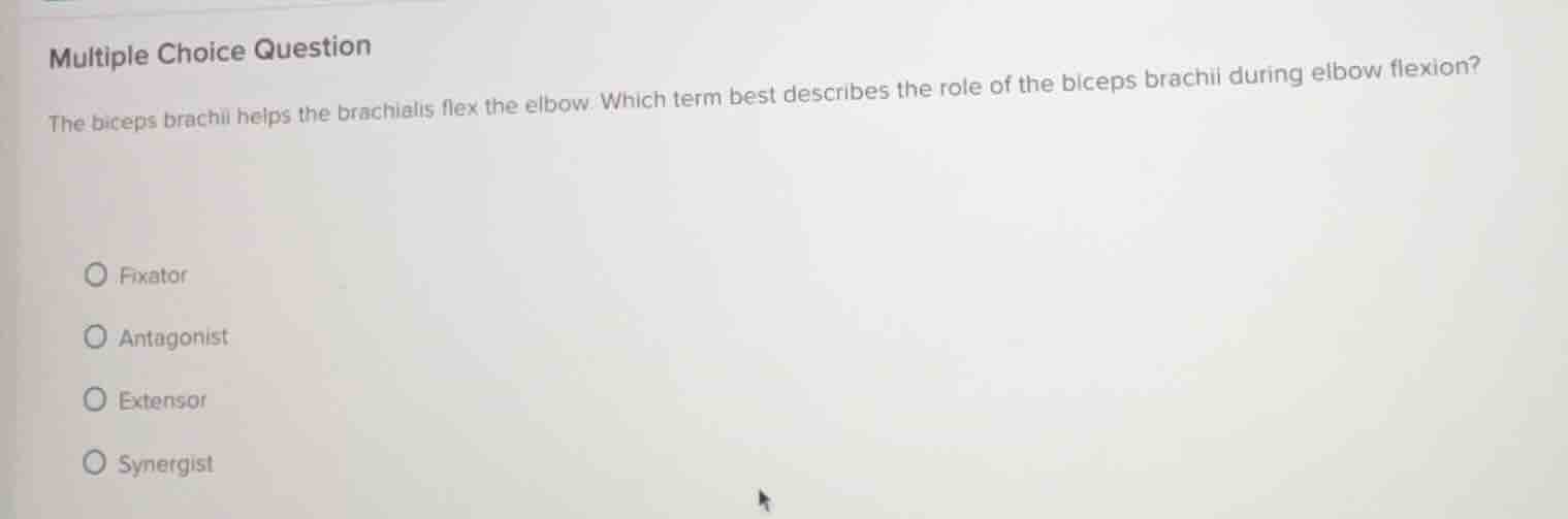 multiple choice question the biceps brachii helps the brachialis flex t…