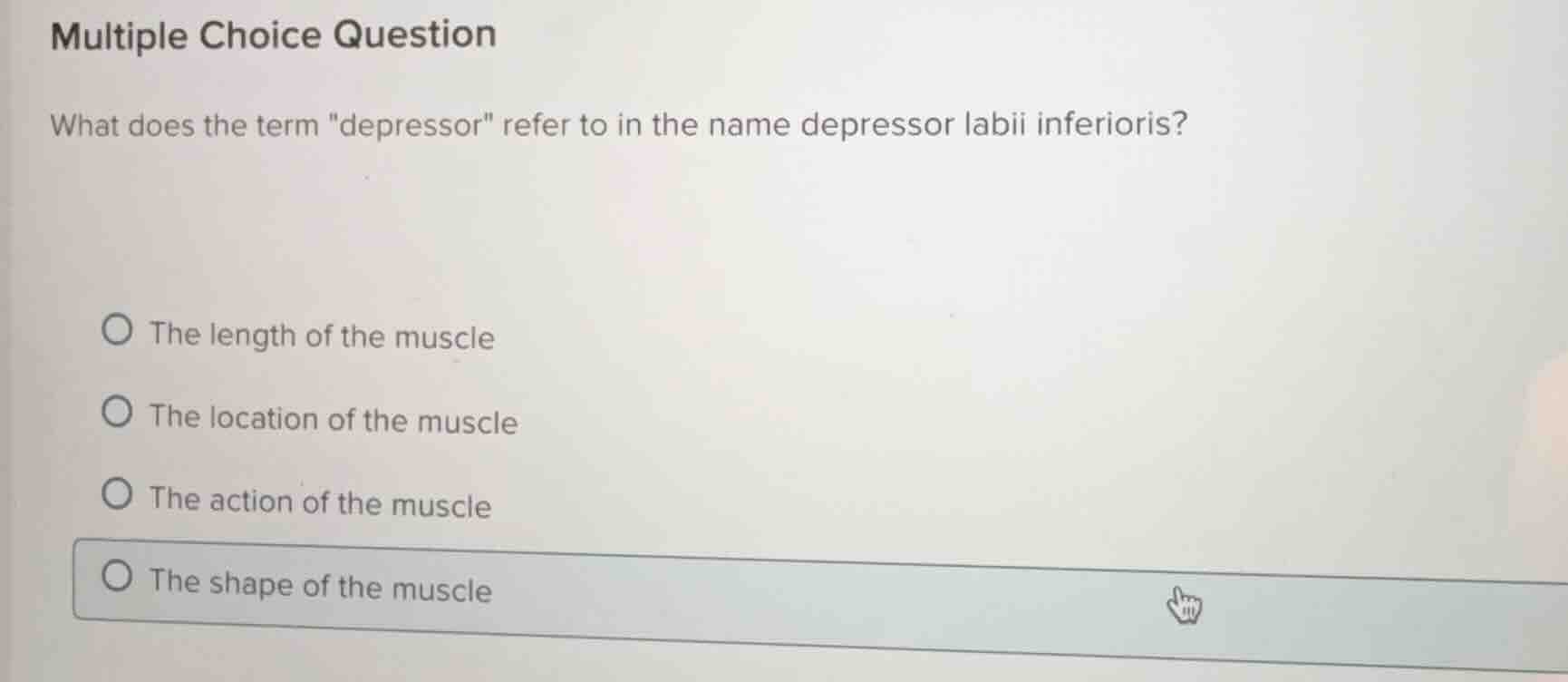 multiple choice question what does the term \depressor\ refer to in the…