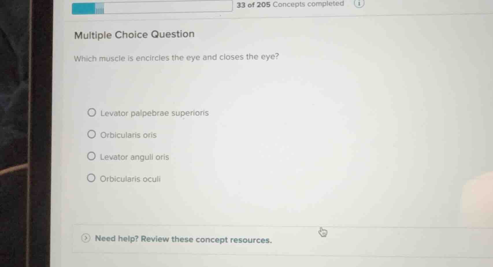 multiple choice question which muscle is encircles the eye and closes t…