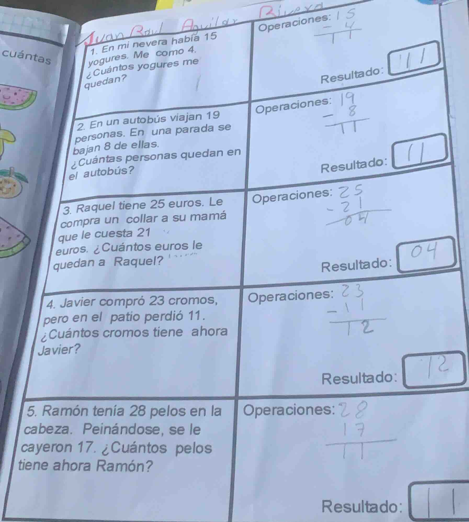 1. en mi nevera había 15 yogures. me como 4. ¿cuántos yogures me quedan…