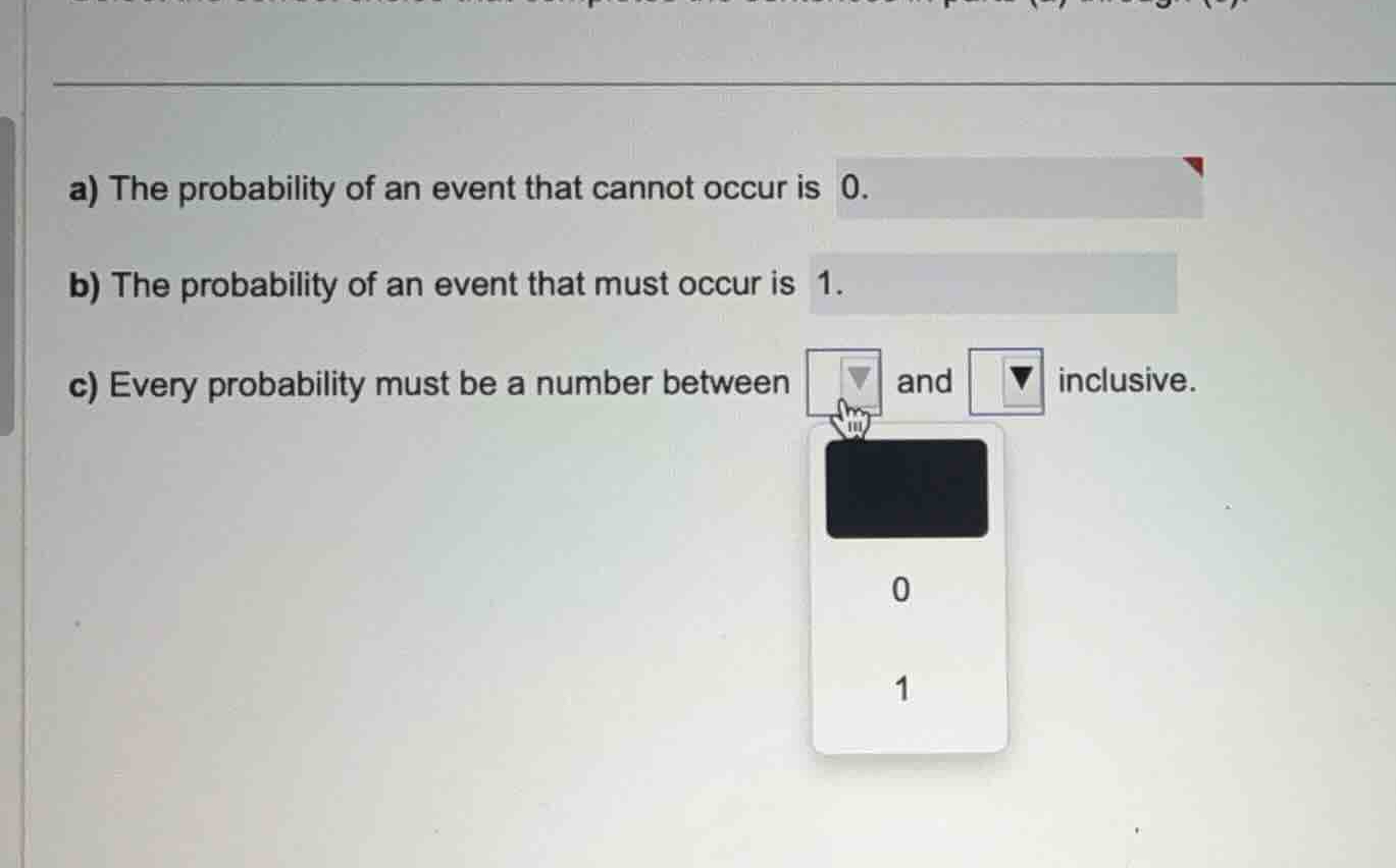 select the correct choice that completes the sentences in parts (a) thr…