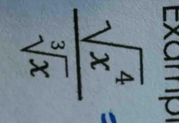 example \\frac{\\sqrt4{x}}{\\sqrt3{x}}