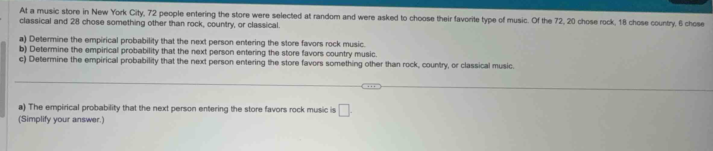 at a music store in new york city, 72 people entering the store were se…
