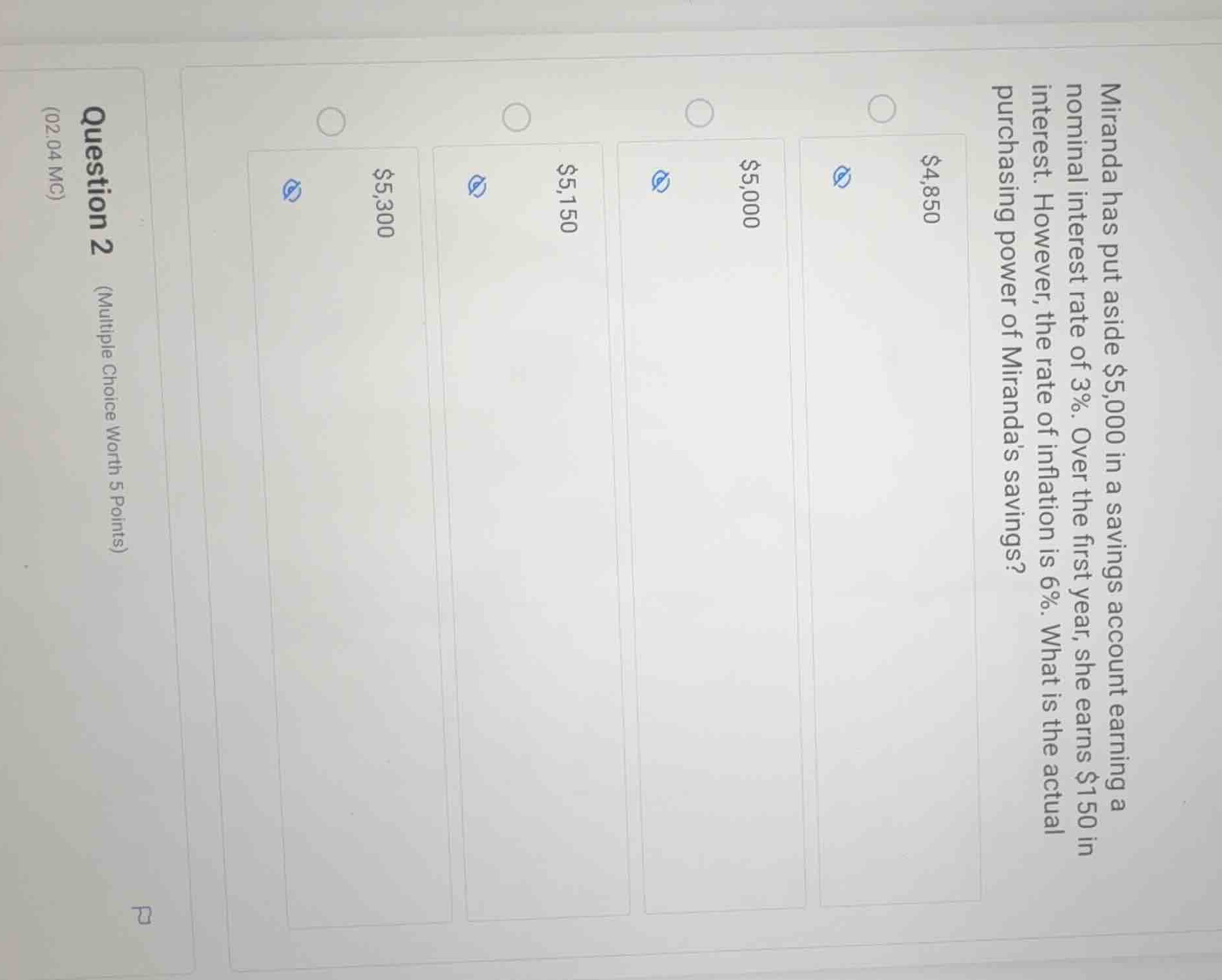 miranda has put aside \\$5,000 in a savings account earning a nominal i…
