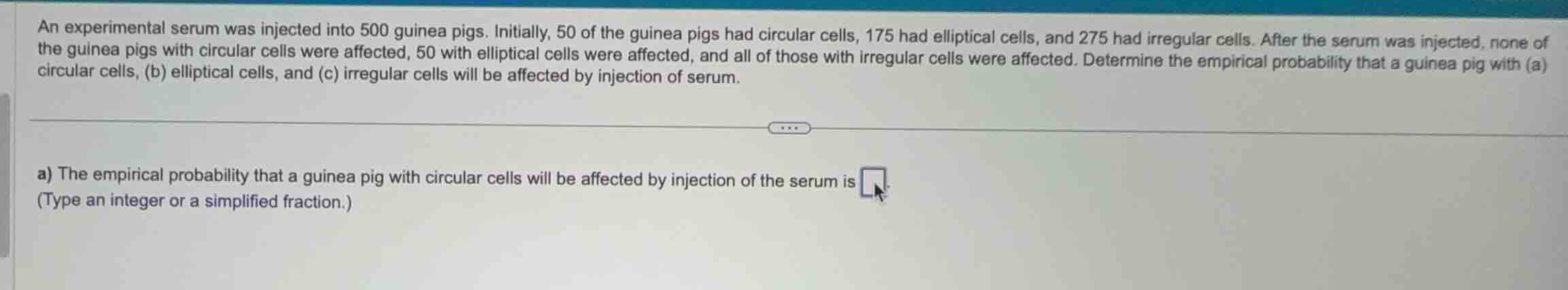 an experimental serum was injected into 500 guinea pigs. initially, 50 …