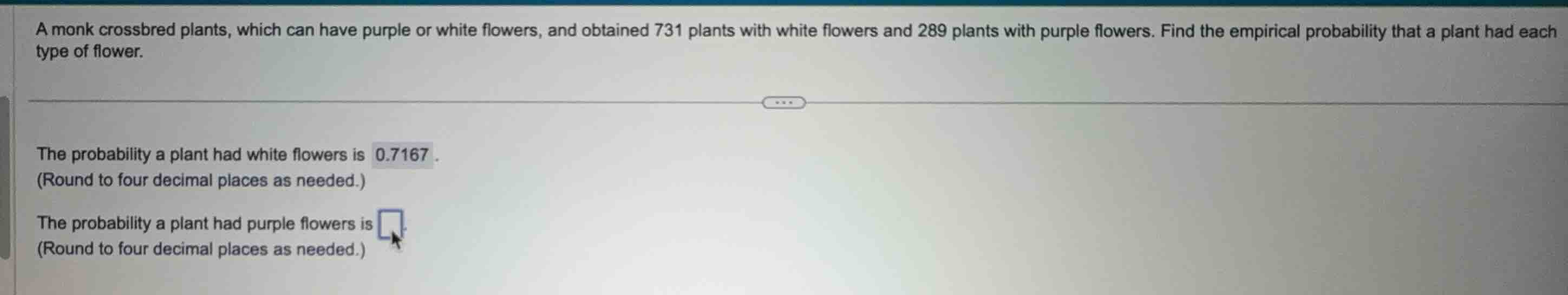 a monk crossbred plants, which can have purple or white flowers, and ob…