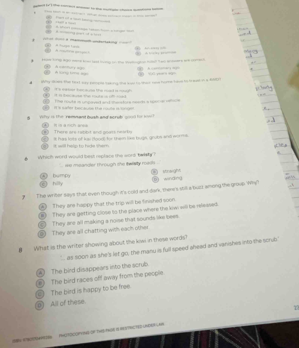 select (\\checkmark) the correct answer to the multiple-choice question…