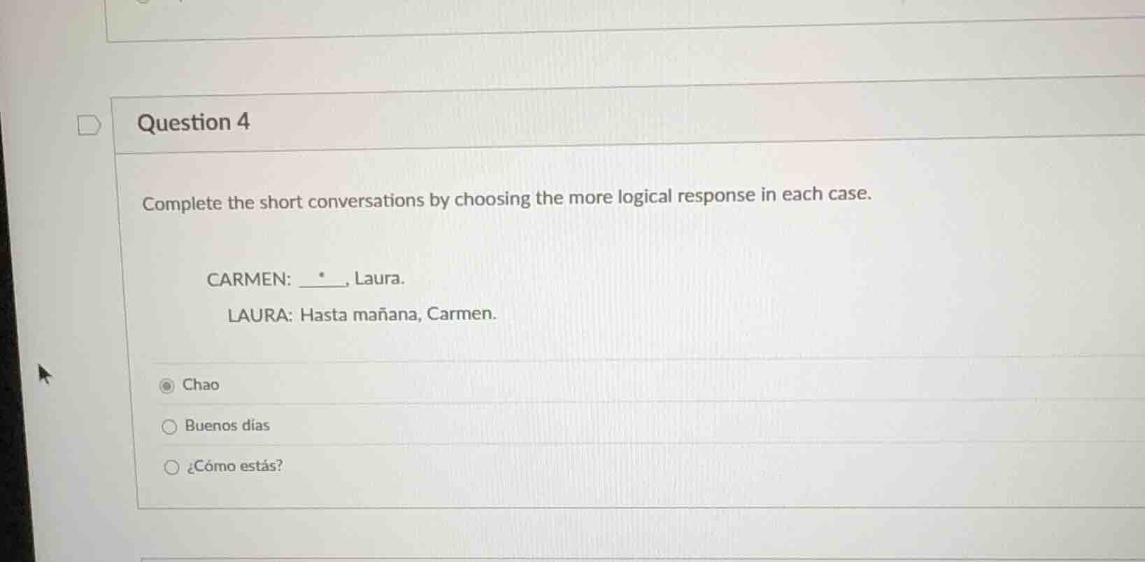 question 4 complete the short conversations by choosing the more logica…
