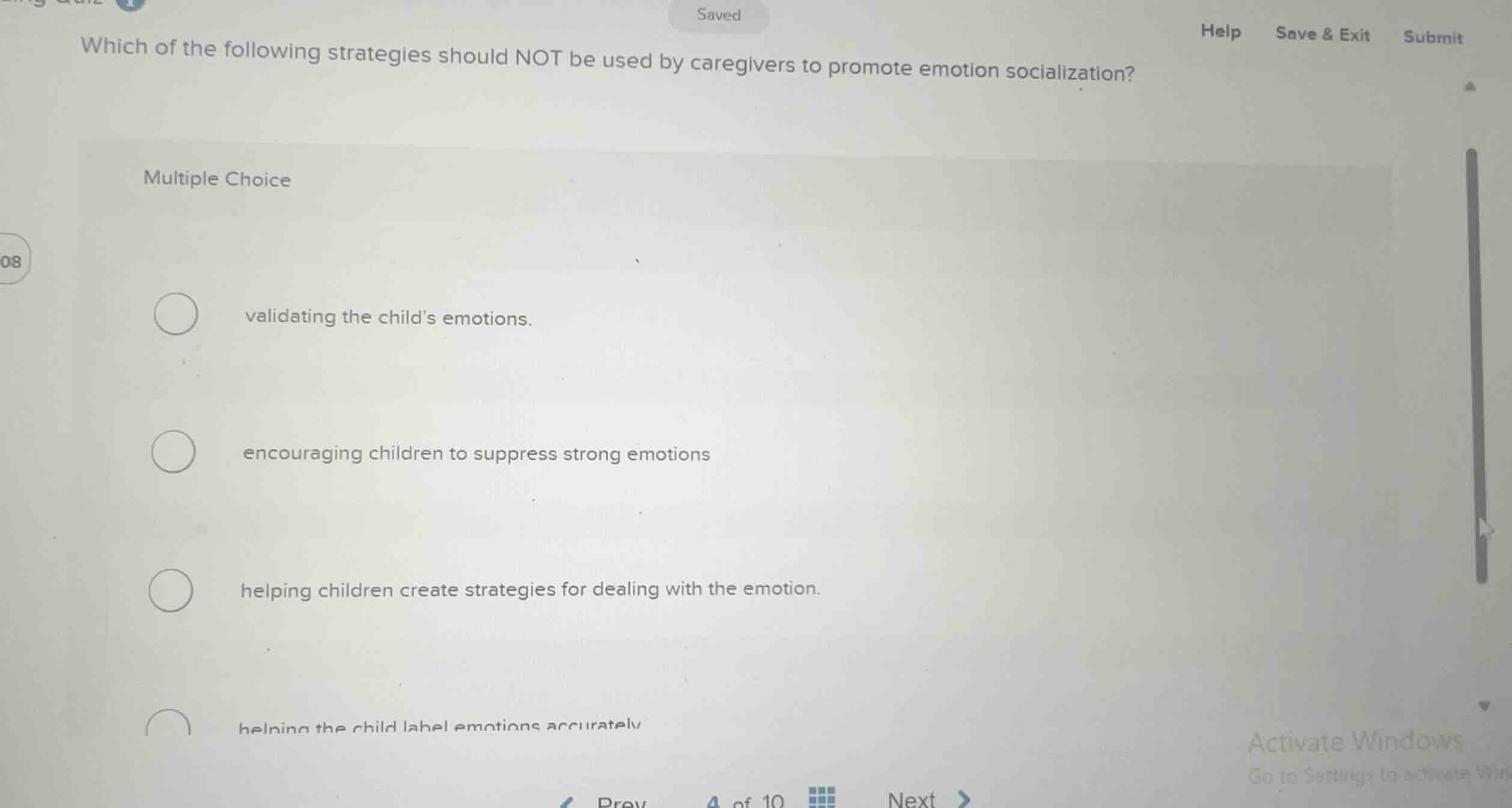 which of the following strategies should not be used by caregivers to p…