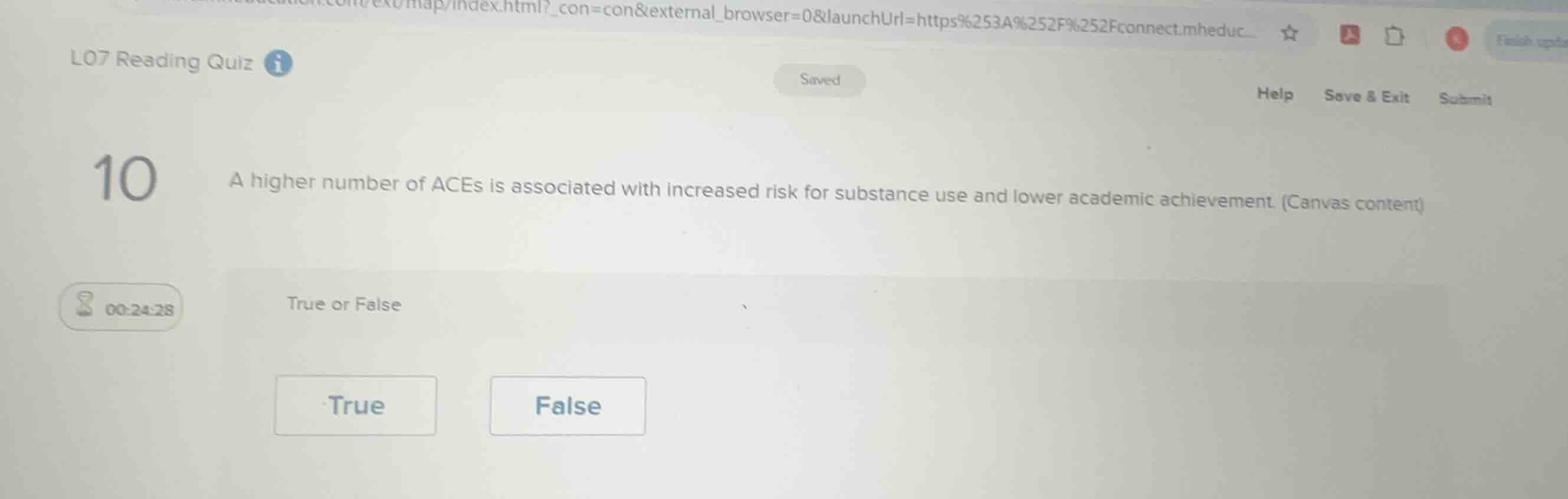 a higher number of aces is associated with increased risk for substance…