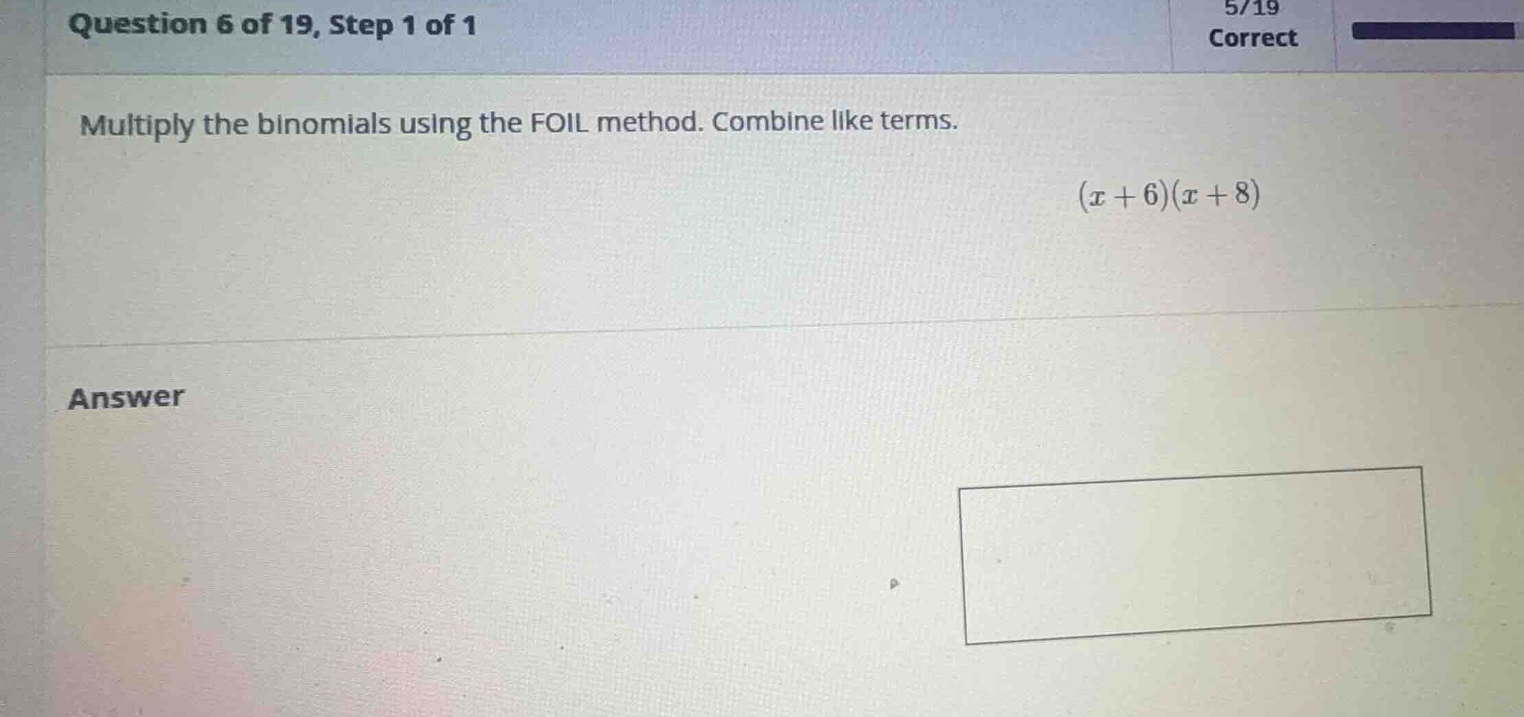 multiply the binomials using the foil method. combine like terms. \\((x…