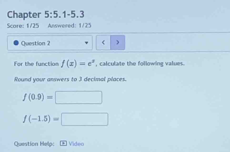 for the function (f(x) = e^x), calculate the following values. round yo…