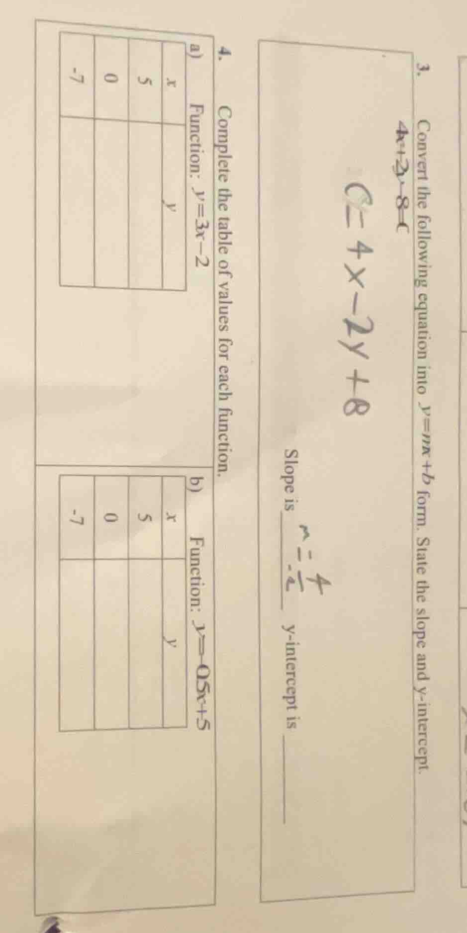 3. convert the following equation into \\(y=mx+b\\) form. state the slo…