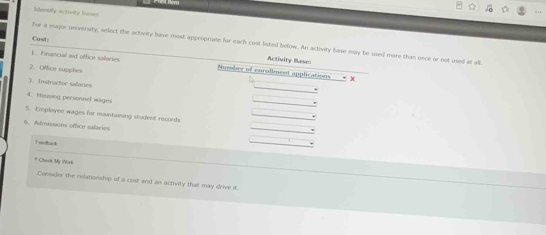 identify activity bases for a major university, select the activity bas…