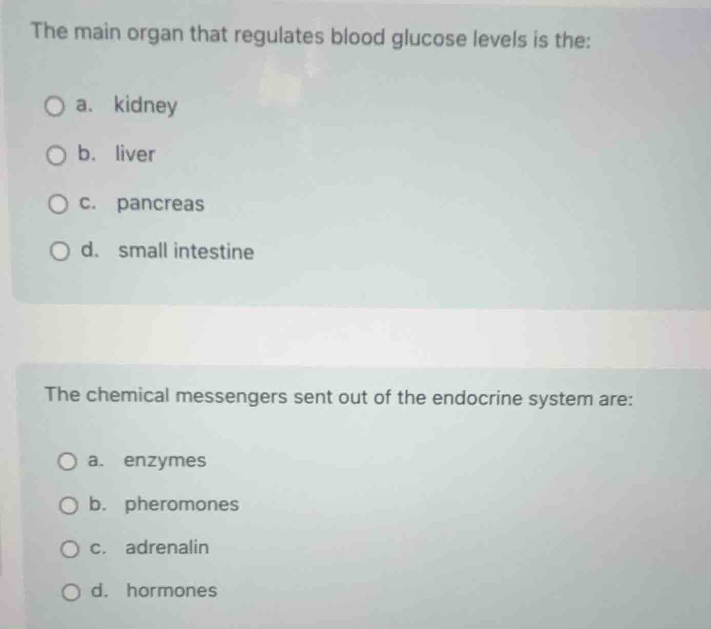 the main organ that regulates blood glucose levels is the: a. kidney b.…