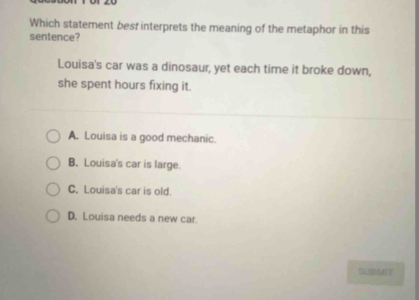 which statement best interprets the meaning of the metaphor in this sen…