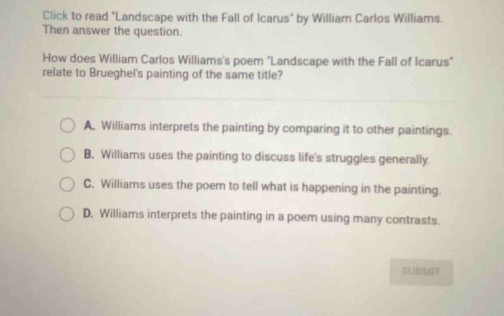 click to read \landscape with the fall of icarus\ by william carlos wil…