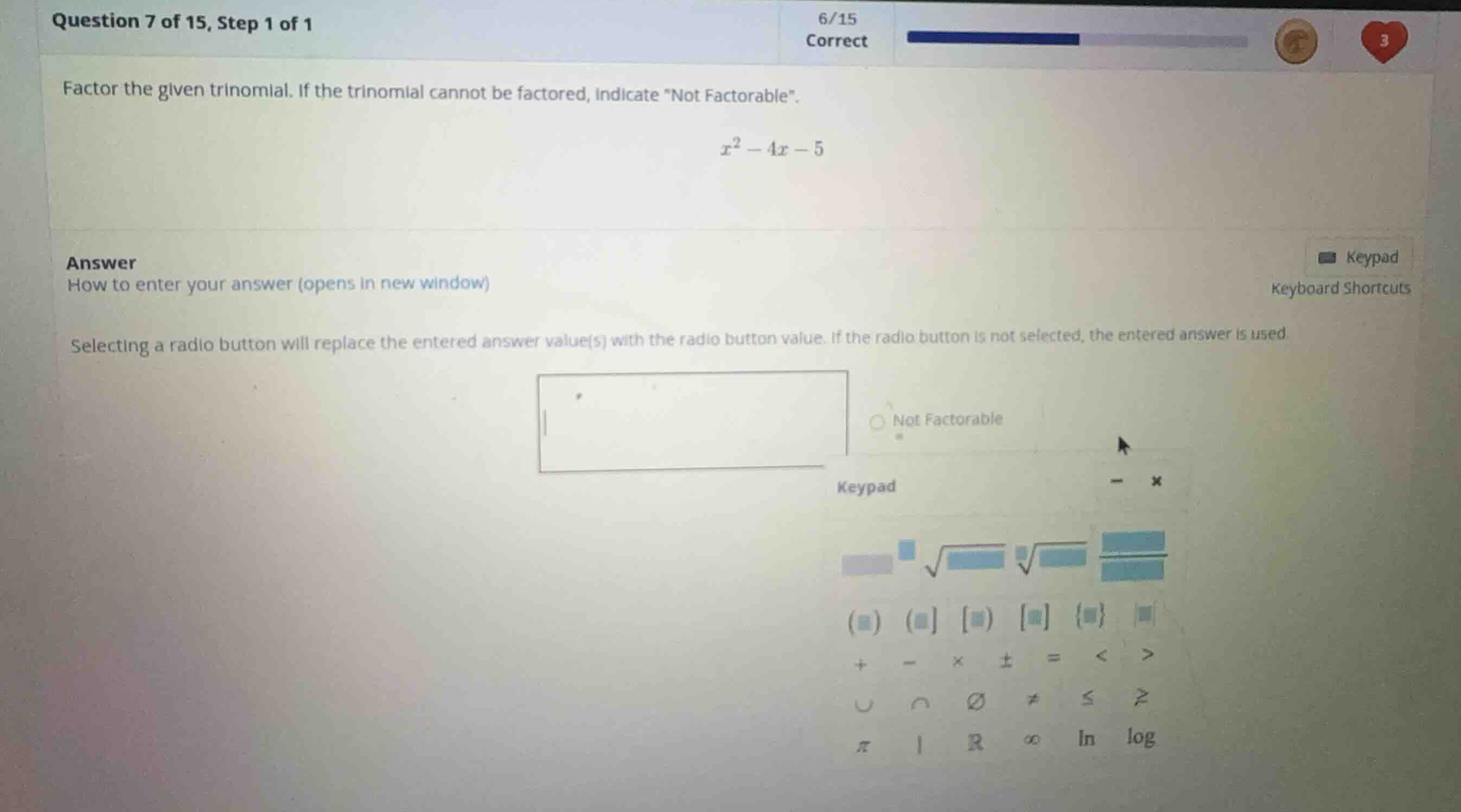factor the given trinomial. if the trinomial cannot be factored, indica…