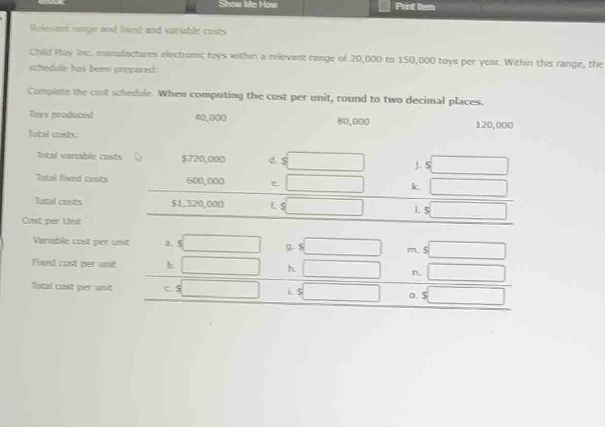 relevant range and fixed and variable costs child play inc. manufacture…