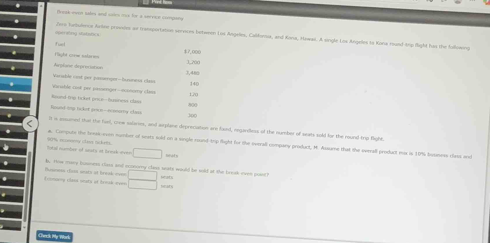 break-even sales and sales mix for a service company zero turbulence ai…