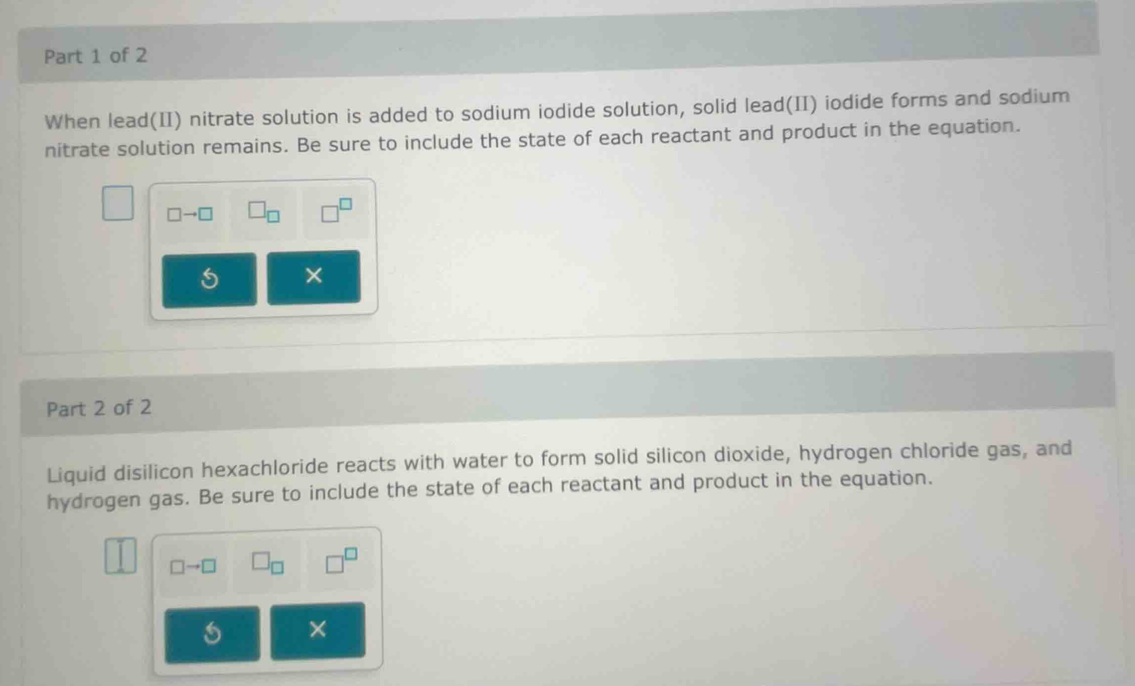 part 1 of 2 when lead(ii) nitrate solution is added to sodium iodide so…