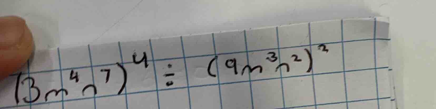 \\(3m^4n^7)^4 \\div (9m^3n^2)^2\\