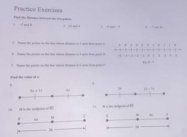 practice exercises find the distance between the two points. 1. \\(-2\\…