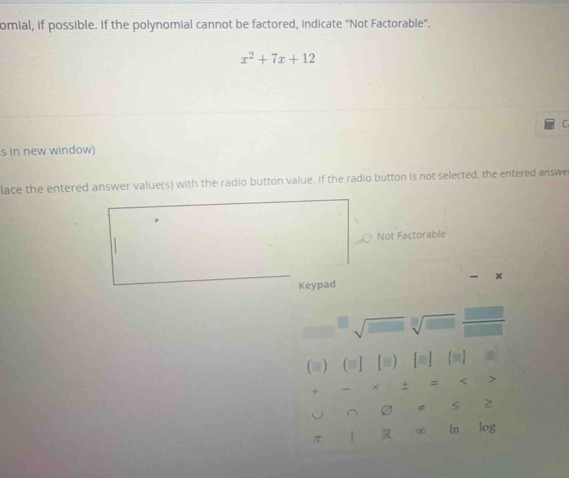 factor the trinomial, if possible. if the polynomial cannot be factored…