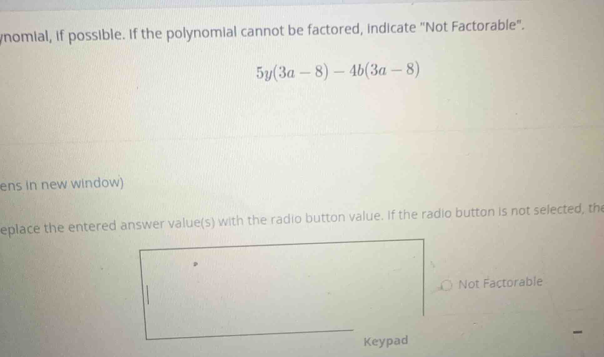 factor the polynomial, if possible. if the polynomial cannot be factore…