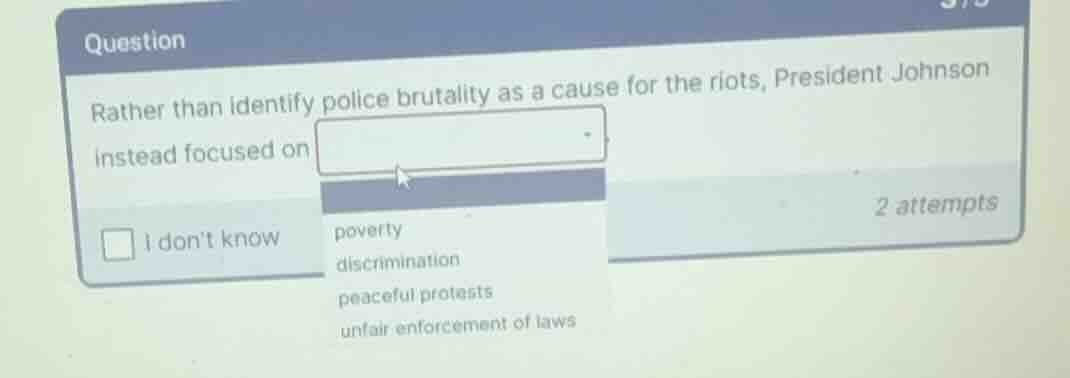 rather than identify police brutality as a cause for the riots, preside…