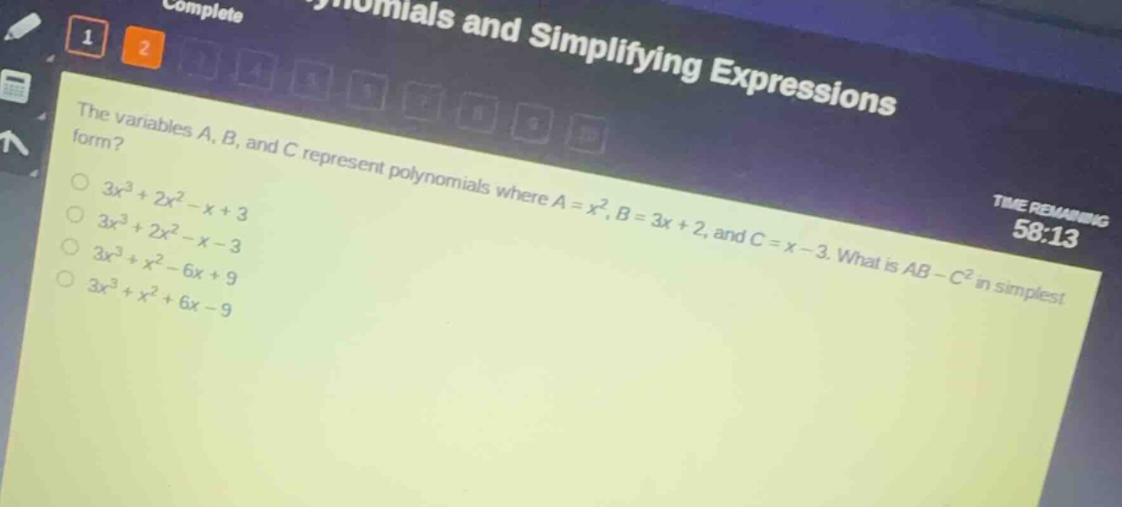 the variables \\(a\\), \\(b\\), and \\(c\\) represent polynomials where…