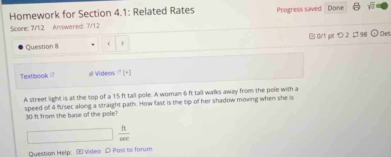 a street light is at the top of a 15 ft tall pole. a woman 6 ft tall wa…