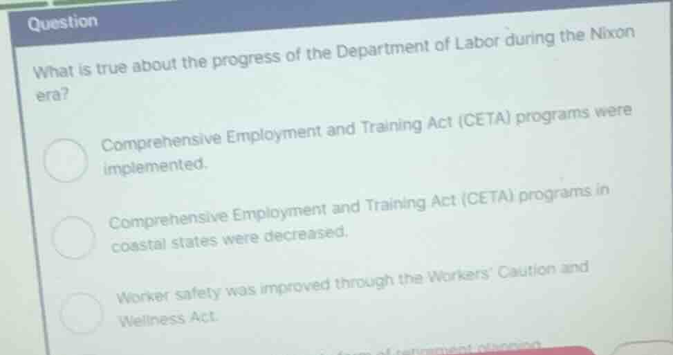 what is true about the progress of the department of labor during the n…