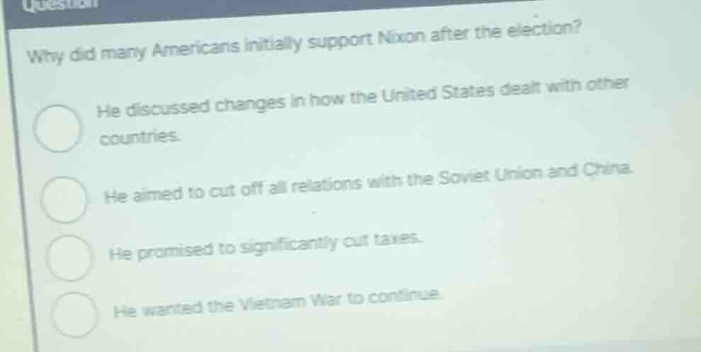 why did many americans initially support nixon after the election? he d…