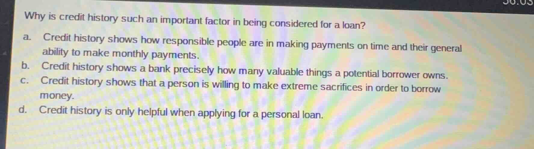 why is credit history such an important factor in being considered for …