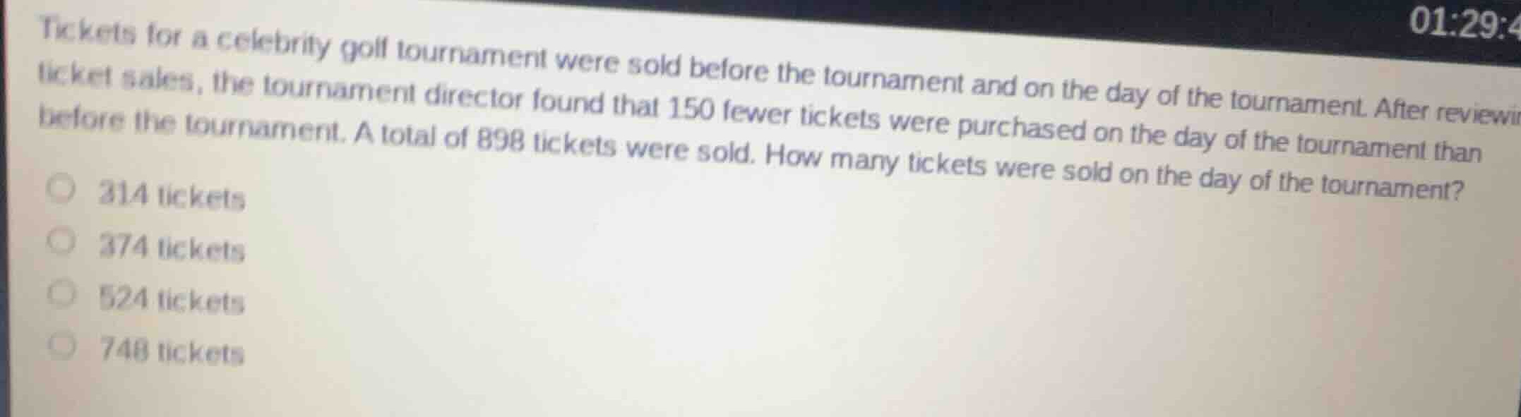 tickets for a celebrity golf tournament were sold before the tournament…